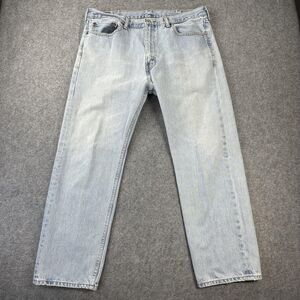 Levis 505 Jeans Mens 38x29 Light Wash Blue Straight Leg Zip Fly Denim Classic
